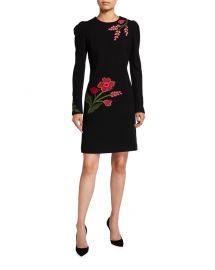 Floral Embroidered Tunic Dress by Lela Rose at Neiman Marcus